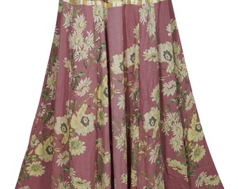 Charming Flowy Gypsy Skirt Floral Print A-Line Summer Style Rayon Hippie Chic Long Maxi Skirts S/M