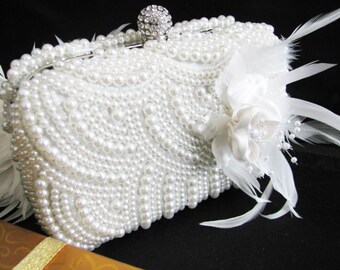 wedding, accessories, clutch, purse, evening bag, Formal Evening Bag, Fabric, crystal, silver satin, fabric, imitation pearl, faux pearl