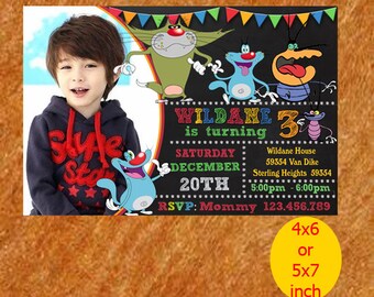 Oggy And Crockroches Birthday Invitation, Oggy And Crockroches Invitation, Oggy Birthday, Oggy Party, Oggy Printable, Instant Download