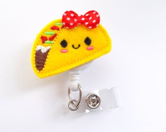Taco Badge Reel - ID Felt Badge Holder - Food Badge Reel - Nurses Badge Holder - Funny Badge Reel - Dietitian Badge - Humorous Badge Clip