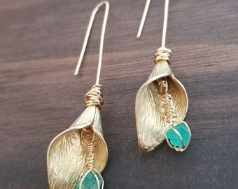 Cartucho Rough Emerald Earrings