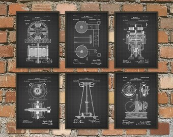 Tesla Patent Prints - Nikola Tesla Engineering Invention Patent - Tesla Motors - Tesla Coil Generator - Electric Circuit Poster Set Of 6