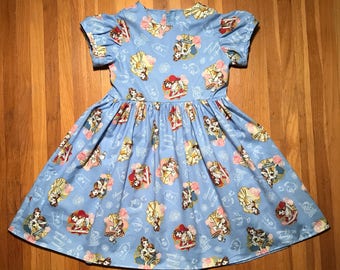 Disney Princess Beauty and the Beast Belle "Brains, Beauty & Sparkle" Girls Periwinkle Dress Size 5