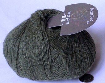 SALE 40% Off Angora-Cashmere Blend ‘Forest Dew’ Lace yarn Fingering Lotus Yarns / 1x50g / 1.75oz #06 Olive