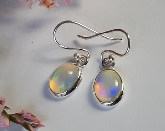 Genuine opal earrings; ethiopian opals, set in 92.5 sterling silver