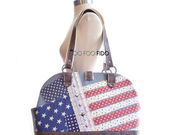 Patriotic, Dog Carrier Bag, Luxury, Pet Carrier, Custom, Travel Bag, Pet Travel, Designer Dog Purse, Americana by Foo Foo Fido