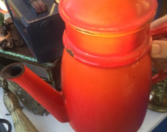 1950s Red Descoware Belgium Teapot