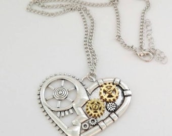 Gear Heart Pendant Necklace