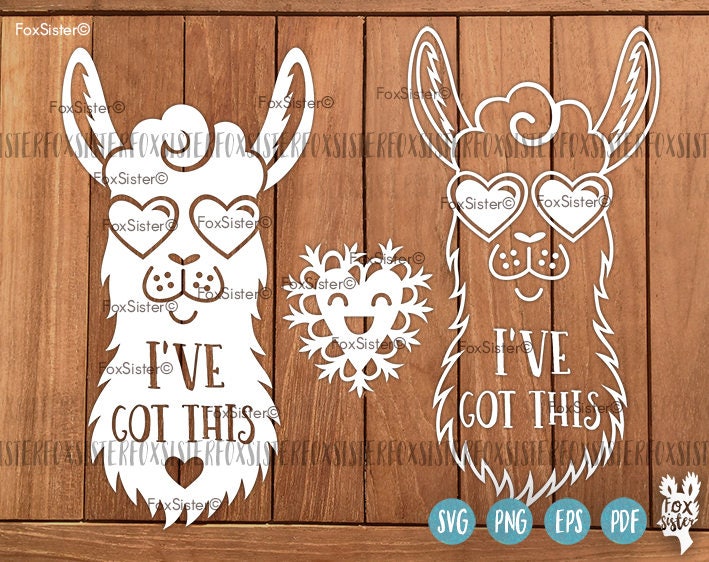 Download Llama Funny SVG Papercut Template svg cut file heart