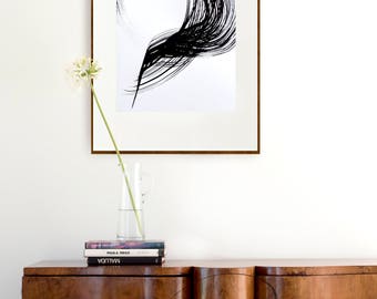 Original abstract fine art drawing on paper, storm, wind, lines art, abstract wall art, wall decor, black and white art by Cristina Ripper