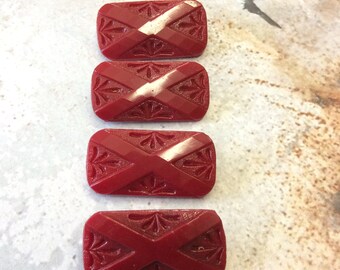 Vintage Red Molded Plastic Buttons