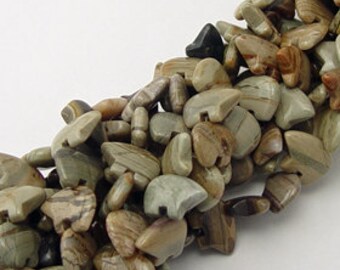 Six Silver Leaf Jasper Zuni Style Bear Fetish Beads Gray Grey Tan Taupe Brown Earthy Stone Gemstone Pebble Southwestern South West Unique