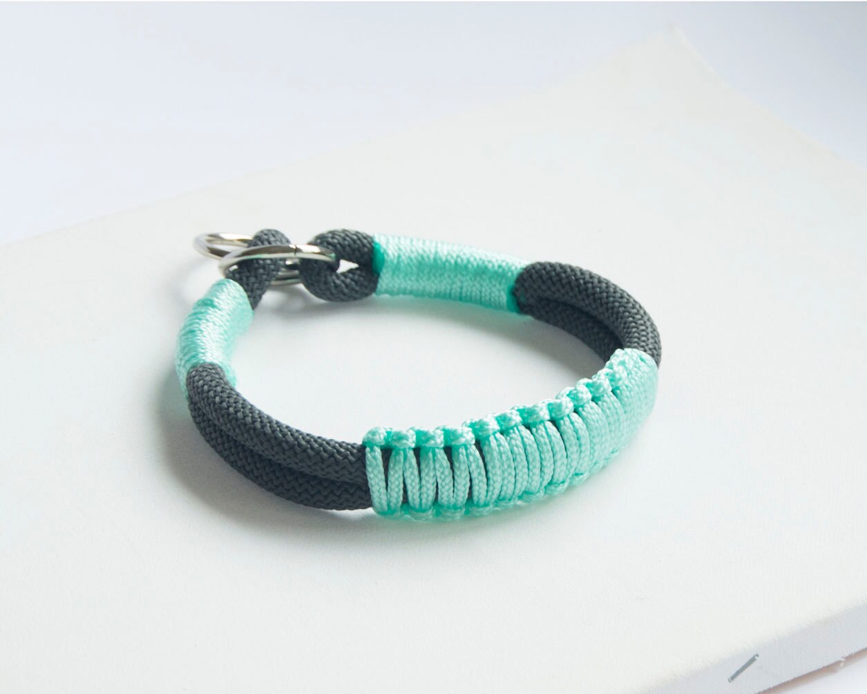 Rope dog Collar. Chic Climbing rope Collar in Mint and