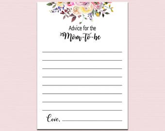 Printable Advice for the Mommy to be Baby Shower Advice