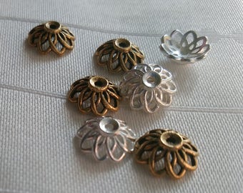 50 Basket Peweter Beadcaps 9.5 mm wide AG or SP