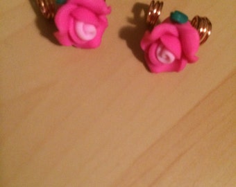 Pink Rose braid/dread loc jewelry