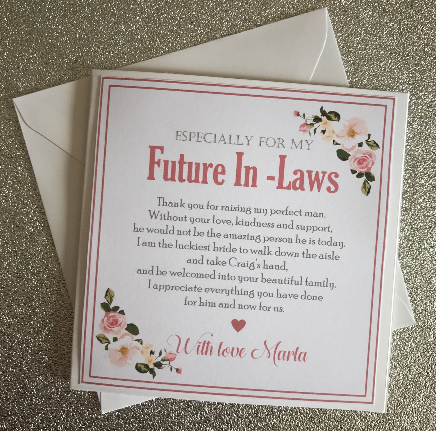 To My Future In-Laws In-Laws Personalised Wedding Card To