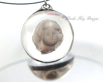 Frozen Charlotte Doll Head Necklace Soldered Cast Resin Dome Pendant Lorelie Kay Original