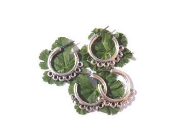 2 paires de boucles d'oreille 7 anneaux à décorer 27 mm de hauteur sans nickel couleur argent vieilli