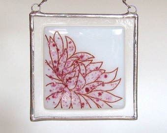 Kiku Flower Fused Glass Suncatcher Light Catcher Pink