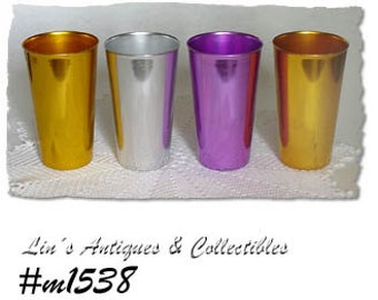 Vintage Bascal Aluminum Tumblers,Set of 4 BascalTaller Size 5 1/4 Inch Tumblers,Vintage Bascal (Inventory #M1538)