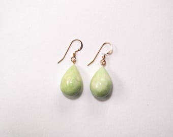 Gold Statement Earrings, Ceramic Teardrop Earrings, Statement Jewelry, Clay Earrings, Handmade Earrings, Unique Gift for Her, Clay Jewellery