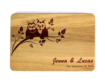 Personalized Cutting Board Owls Wedding gift for couple Wedding owls Bridal Shower Gift Custom cutting board Wedding Gift Engraved Board
