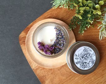 Botanical Candle, Handpoured Soy Candles, Dried Flower Aromatherapy Candles in Glass Jar, Candle Favors in Gift Box