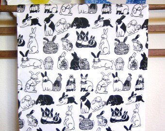 Bunny Print Linen/Canvas Kitchen Towel