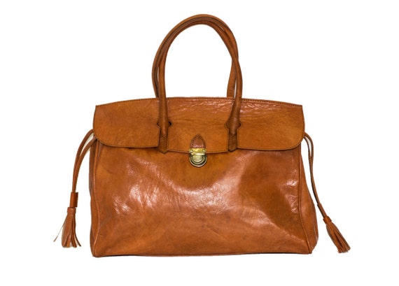 orange leather shoulder bag