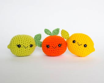 PATTERN ONLY: Crochet Fruit Pattern, Citrus Fruit, Crochet Play Food, Crochet Pattern, PDF Pattern, Amigurumi fruit, Amigurumi pattern