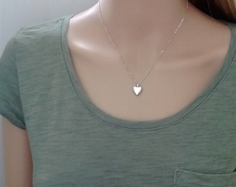 Tiny sterling silver heart locket; silver heart locket; smooth silver heart locket; small heart locket; small silver heart locket