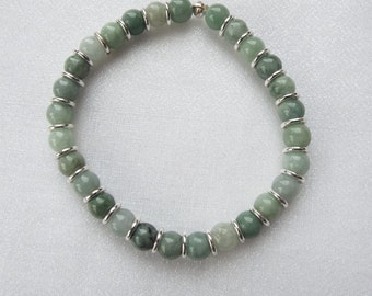 Jadeite and Sterling Silver stretch bracelet