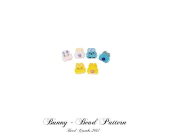 Kawaii Yellow Bunny Charms, Brick Stitch Rabbit Bead PATTERNS