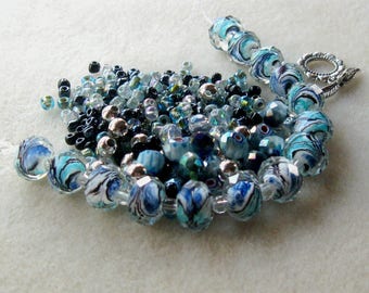 Lampwork Beads with a Mix of Glass and Seed Beads, Jewelry Making Beads, Necklace Kit, Bead Combo, DIY Jewelry Kit, Necklace Design