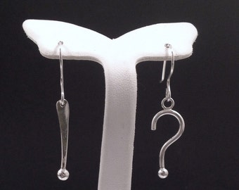 OMG!! What The...?? Question Mark / Exclamation Point (interrobang) Earrings in Argentium Sterling Silver