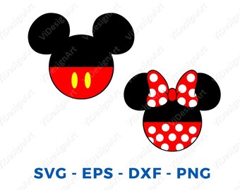 Mickey and Minnie Head LAYERED SVG DXF Eps Vector Cuttable File Cricut Cameo Silhouette Vinyl Cut File