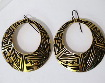Vintage 18k Gold Filled Large Hoop Earrings