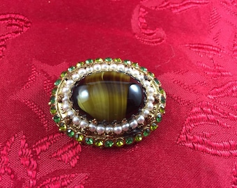 Tigers Eye Faux Brooch