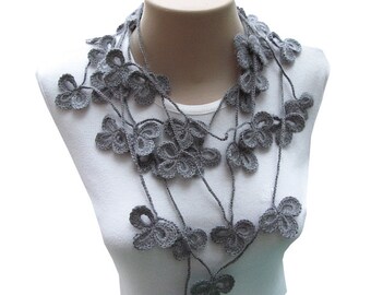PDF Tutorial Pattern... Crochet Scarf, Lariat Necklace -1
