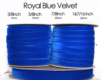 Royal Blue Velvet Ribbon - 3/8inch, 5/8inch, 7/8inch, 1&7/16inch/(1/2inch, 1inch, 1.5 inch) sea blue velvet, admiral blue velvet