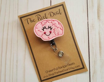 Brain Badge Reel, Badge Reel, Feltie Badge Reel, Nurse Badge Reel, Brain Feltie Badge Reel, Interchangeable Badge Reel, ID Badge Reel