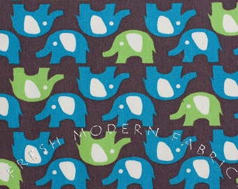 Fat Quarter of Trefle Elephants, Kokka Fabrics, Japanese Import, Cotton and Linen Blend Fabric
