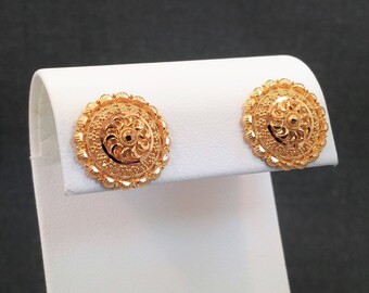 22K Gold Earrings Jewelry Ornament Stud Screw Back Genuine & Hallmarked 22KT/916 "GOLDSHINE"