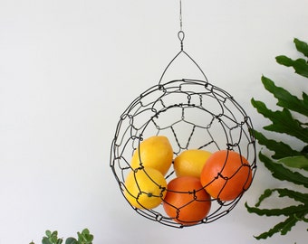 Wire Basket, Hanging Basket, Fruit Basket, Farm House, Vintage Style, Sphere Basket