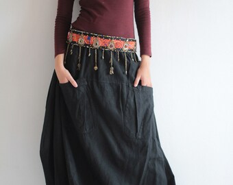 Funky Skirt...Hemp mix cotton Maroon Red M,L