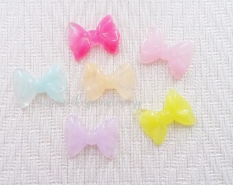 6pcs - Pastel Milky Bow Mix Decoden Cabochon (36x27mm) BBM014
