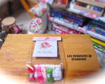 Miniature cross-stitch set - scale 1:12-Dollhouse miniature.