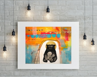 Contemporary Art Print, Buddha Bear Print, Fine Art Giclee,