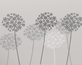 Allium Flower Stencil, Floral Stencil, wall stencils, floral wallpaper stencil, decorative stencils, paint any surface, various sizes